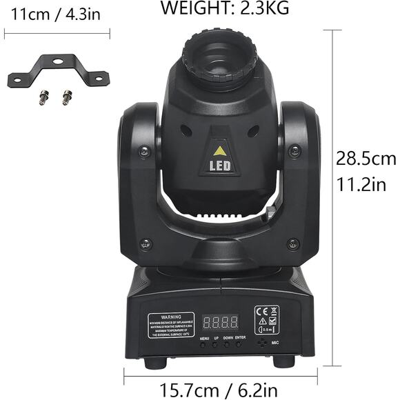 30W LED Moving Head DJ Lights – 2-Pack with 7 Colors & DMX Sound Activation - Picture 7 of 8